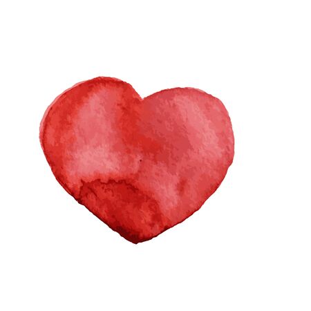 Watercolor drawn vector drawn heart background on white.のイラスト素材