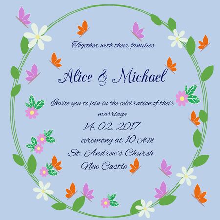 Invitation card or announcement for wedding. Vector drawn.のイラスト素材