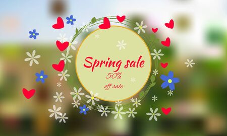 Spring sale background with beautiful colorful flower. Vector illustration template, banners. Wallpaper, fliers, invitation, posters, brochure, voucher discount.のイラスト素材
