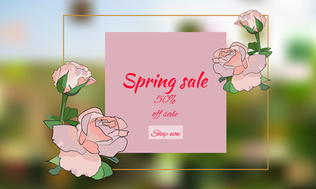 Spring sale background with beautiful colorful flower. Vector illustration template, banners. Wallpaper, fliers, invitation, posters, brochure, voucher discount.のイラスト素材