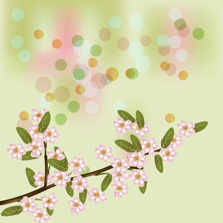 Beautiful spring flowers collection. Vector drown isolated cherry blossom. Template for invitation, wedding, greeting card or print. Spring floral design.のイラスト素材