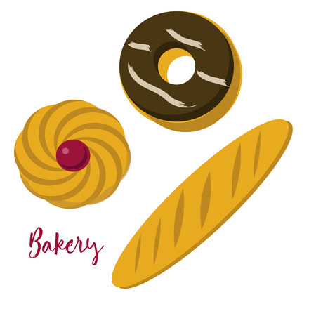 Vector set of isolated drawn bakery. Sweets shop.のイラスト素材
