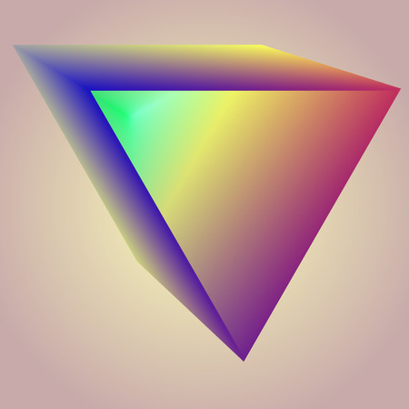 Vector drawn colorful 3d triangle on light background.のイラスト素材