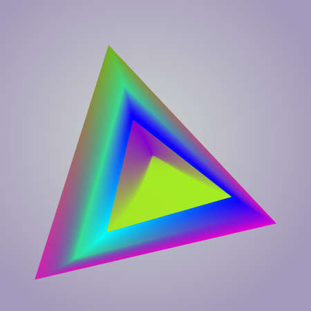 Vector drawn colorful triangle on light blue background.のイラスト素材