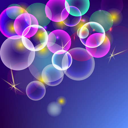 Magic light series. Glare template with stars and bubbles.のイラスト素材