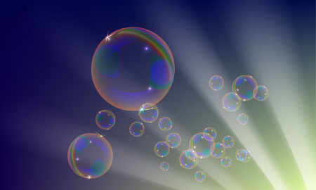 Magic light series. Glare template with soap bubbles.のイラスト素材