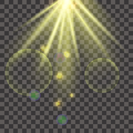 Transparent light series. Glare template with sunrays.のイラスト素材