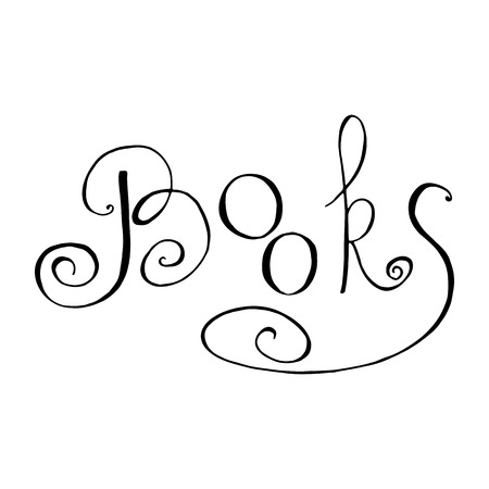 Hand drawn books logo lettering. An idea for book shop design.のイラスト素材