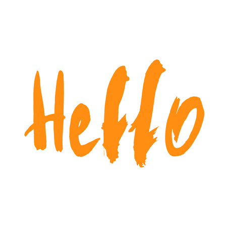 Hello Ink illustration. Modern brush calligraphy. Isolated on white background.のイラスト素材