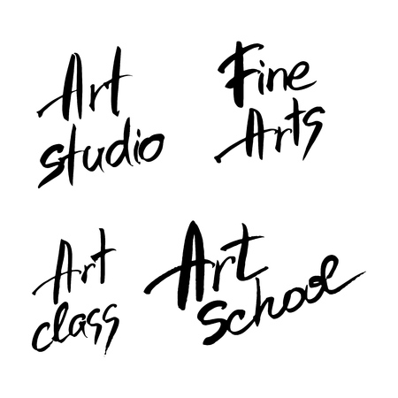 Art studio Ink illustration. Modern brush calligraphy. Isolated on white background.のイラスト素材