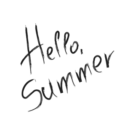 Hello Summer vector illustration. Dry brush calligraphy. Isolated on white background.のイラスト素材