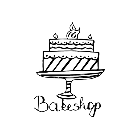 Bakeshop logo design. An idea for cafe, Bakeshop, maffin shop, desserts. Hand drawn design.のイラスト素材
