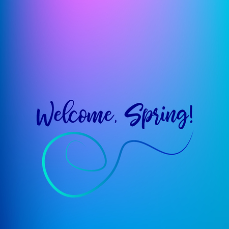 Welcome spring vector background. Blue and violet banner design.のイラスト素材