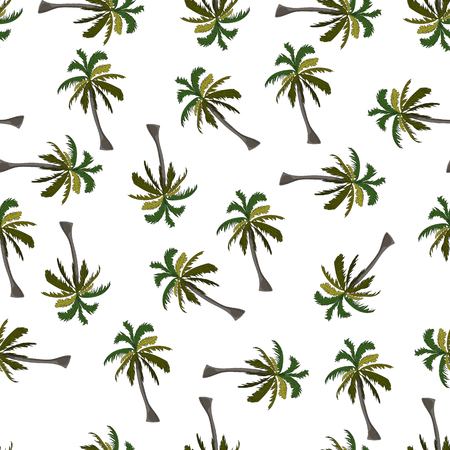Coconut palm sketch seamless pattern on white background.のイラスト素材