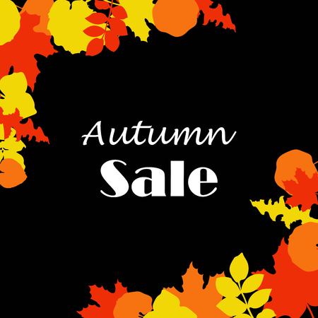 Colorful autumn foliage vector sale banner. Discount design.のイラスト素材