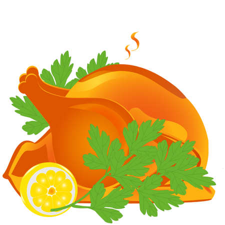 Traditional roasted turkey on white backgroun for web designのイラスト素材