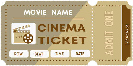Vector cinema ticket with reflect in retro style setのイラスト素材