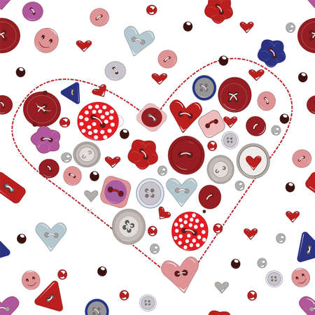 beautiful heart festive pattern with buttons for web designのイラスト素材
