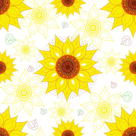 bright sunflower pattern for textile and web designの写真素材
