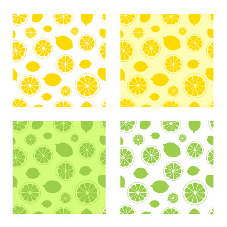 citrus, lemon, lime, vector illustration, textureのイラスト素材