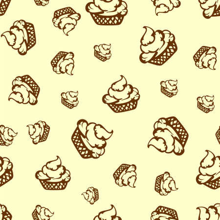 chocolate cake baked pastries vector illustration seamless patternのイラスト素材