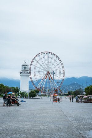 Batumi, Georgia - 08.26.2025. Batumi Miracle Park with a Ferris wheelの写真素材