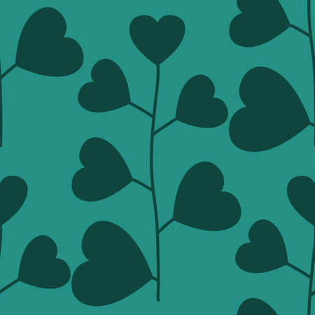 Seamless floral pattern with green leaves on green background for wallpaperの写真素材