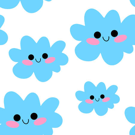 Seamless kids cartoon pattern on white background for wallpaperの写真素材
