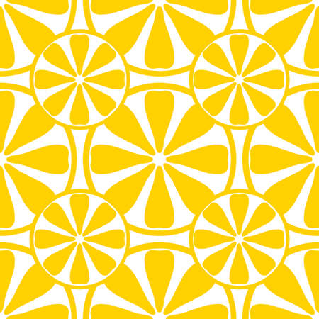 Seamless lemon pattern on white background for textilesの写真素材
