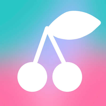 Doodle white cute cherry on gradient backgroundの写真素材