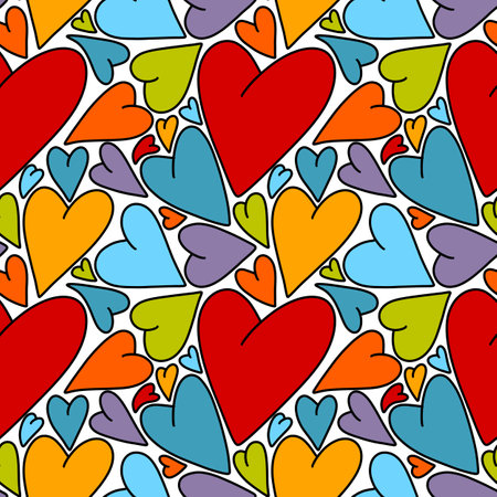 Seamless valentines pattern with hearts for postcard and gifts and cardsの写真素材