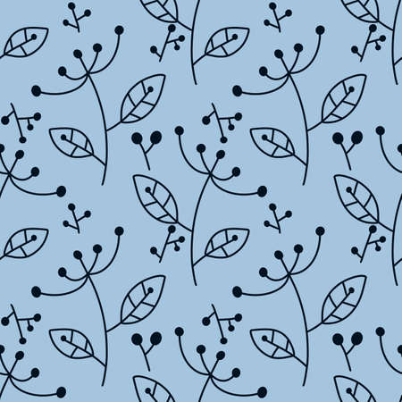 Seamless pattern with flower on blue background for textilesの写真素材