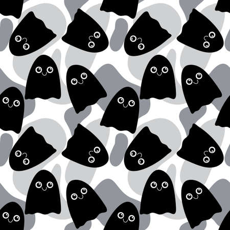 Halloween seamless pattern with ghosts for fabrics and textilesの写真素材