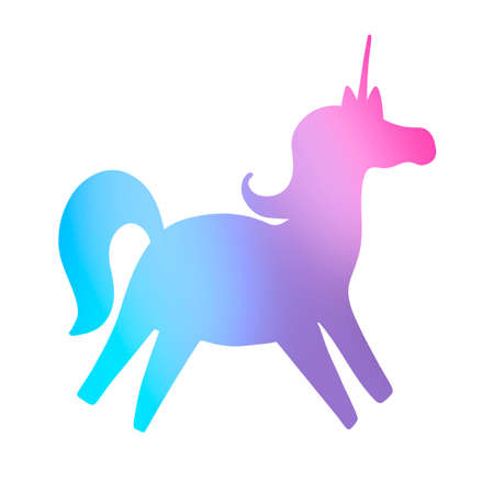 Doodle gradient unicorn on white background for wallpaperの写真素材