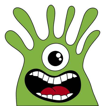 Doodle cartoon green monster alien for fabrics and textilesの写真素材
