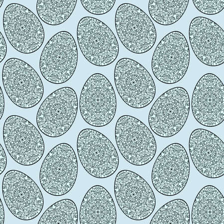 Seamless Easter pattern with line art eggsの写真素材