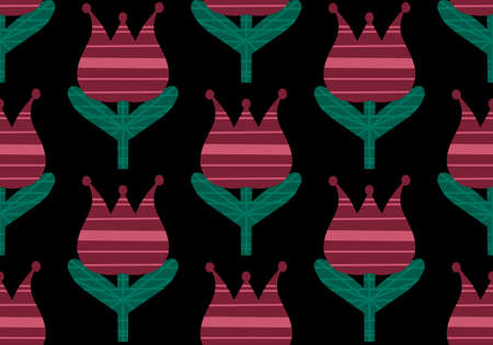 Geometric floral seamless pattern with flower for wallpaper and fabrics and textilesの写真素材