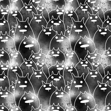 Halloween seamless pattern with ghosts for fabrics and textilesの写真素材