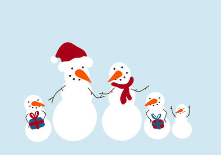 Winter set with snowman on blue background for wallpaper and packagingの写真素材