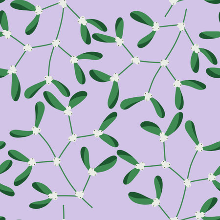 Winter seamless pattern with mistletoe for Christmas gifts and fabrics and textiles and linensの写真素材