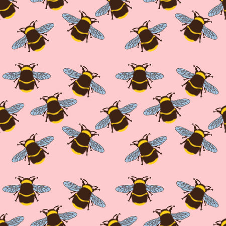 Seamless summer pattern with bumblebee for fabrics and textilesの写真素材