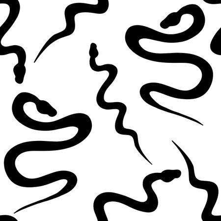 Seamless pattern with snakes on white backgroundの写真素材