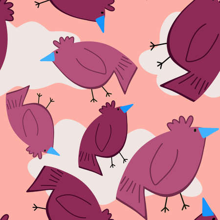 Cartoon birds seamless pattern for fabrics and textiles and packaging and giftsの写真素材