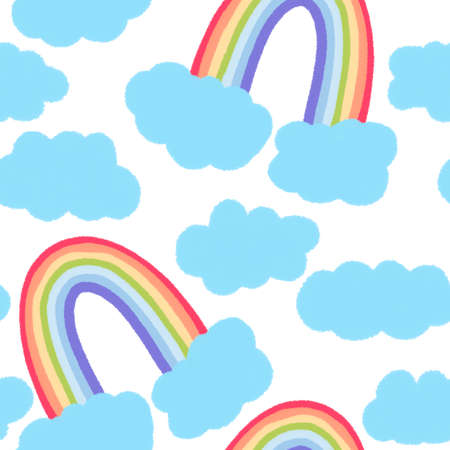 Rainbow seamless pattern for kids and cards and fabrics and wrapping paperの写真素材