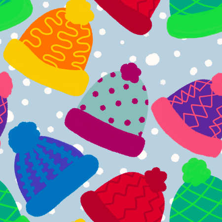 Seamless new year pattern with hat for fabrics and textiles and linensの写真素材