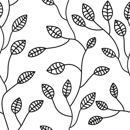 Seamless floral line art pattern with flower on white backgroundの写真素材