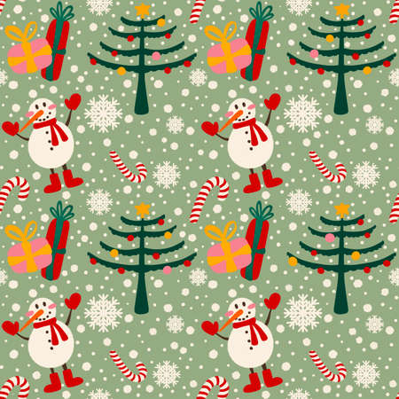 Winter seamless snowman pattern for fabrics and textiles and packaging and gifts and cards and...