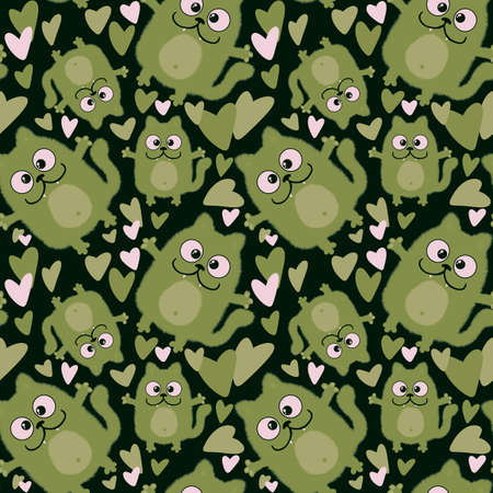 Kids seamless pattern with cute cartoon cat for fabrics and textiles and linens and gifts and cardsの写真素材