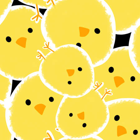 Easter cartoon seamless pattern with yellow chicken for fabrics and textiles and linens and gifts...