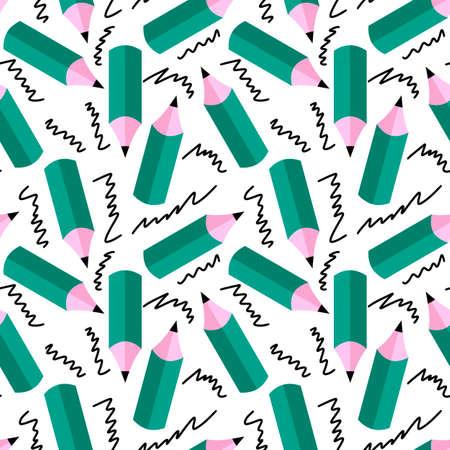 Kids seamless pencil pattern for fabrics and textiles and packaging and gifts and cards and linensの写真素材